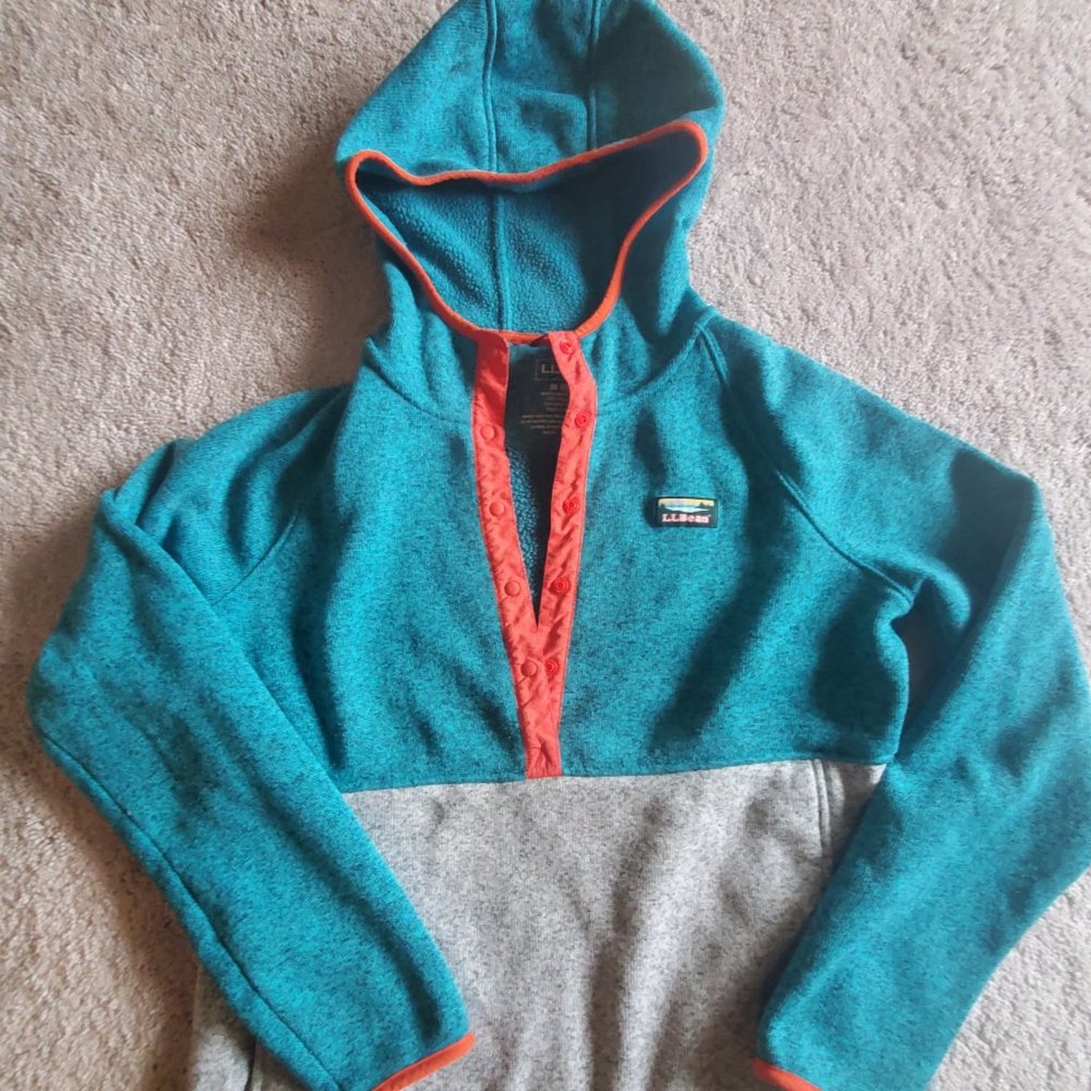 Womens LLBean turquise & grey jersey - sweatshirt